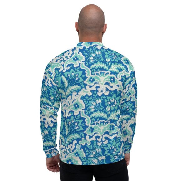 Vintage Flower Pattern Unisex Bomber Jackets. - Picture 4 of 6